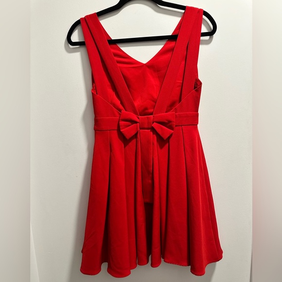 NWOT Red Mini Dress with Bow Details in Back - Picture 2 of 2